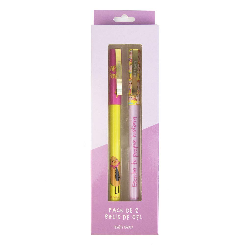 Pedrita Parker 1000825B - Pack 2 Bolígrafos de Gel Woman y Papaya