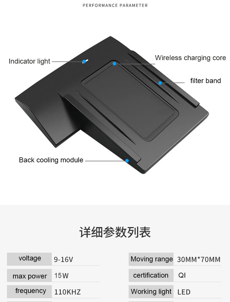 EVURU Caricabatterie wireless QI 15W per Volkswagen Golf 7 MK7 Accessori Auto Supporto di Ricarica Rapida