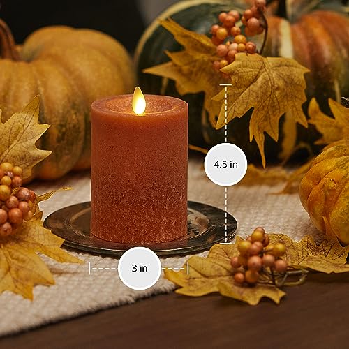 Image of Luminara Sea Glass Flameless Candle, Adobe 3 inch x 4.5 inch, Moving LED Flame Pillar with Timer, Battery Operated, Real Wax, Unscented Home Decor