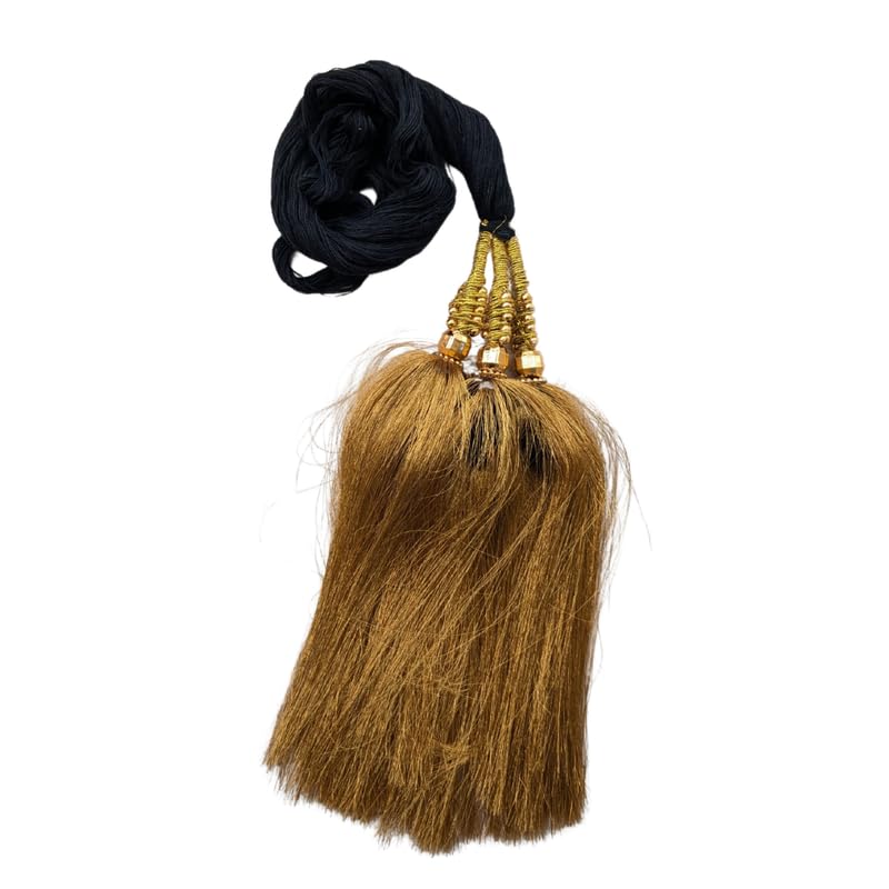 Women's Plain Patiala Shahi Paranda/Parandi Traditional Hair Accessory Braid Tassles/Hair Extension/Choti (Black with Golden Color Hangings)