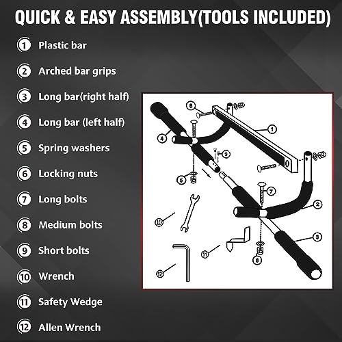Topoko Upgrade Pull Up Bar For Doorway, Max Capacity 440 Lbs Chin Up Bar, Portable Upper Body Fitness Workout Bar, Strength Training Door Frame Pull-Up Bars thumb #5