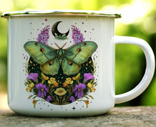 Taza de camping esmaltada Loftipop Mystic Moth 16oz miniatura 2