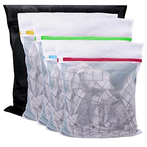 HIYAA, Juego de 5 Bolsas de Lavandería, Bolsas de Lavandería, Lavadora, Sujetador, Blusa, Ropa Interior, Zapatos, Ropa de Bebé, Bolsa de Lavado, M, L, XL, 5