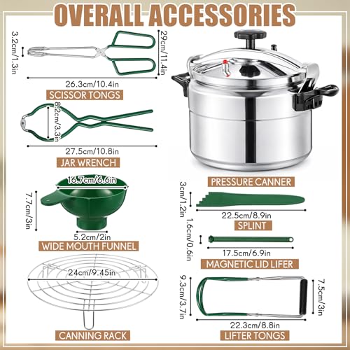 Image of 16qt Pressure Cooker for Canning Pressure Canner Supplies Kit, 6 Canning Supplies Stainless Steel Steam Rack Gauge, Silver