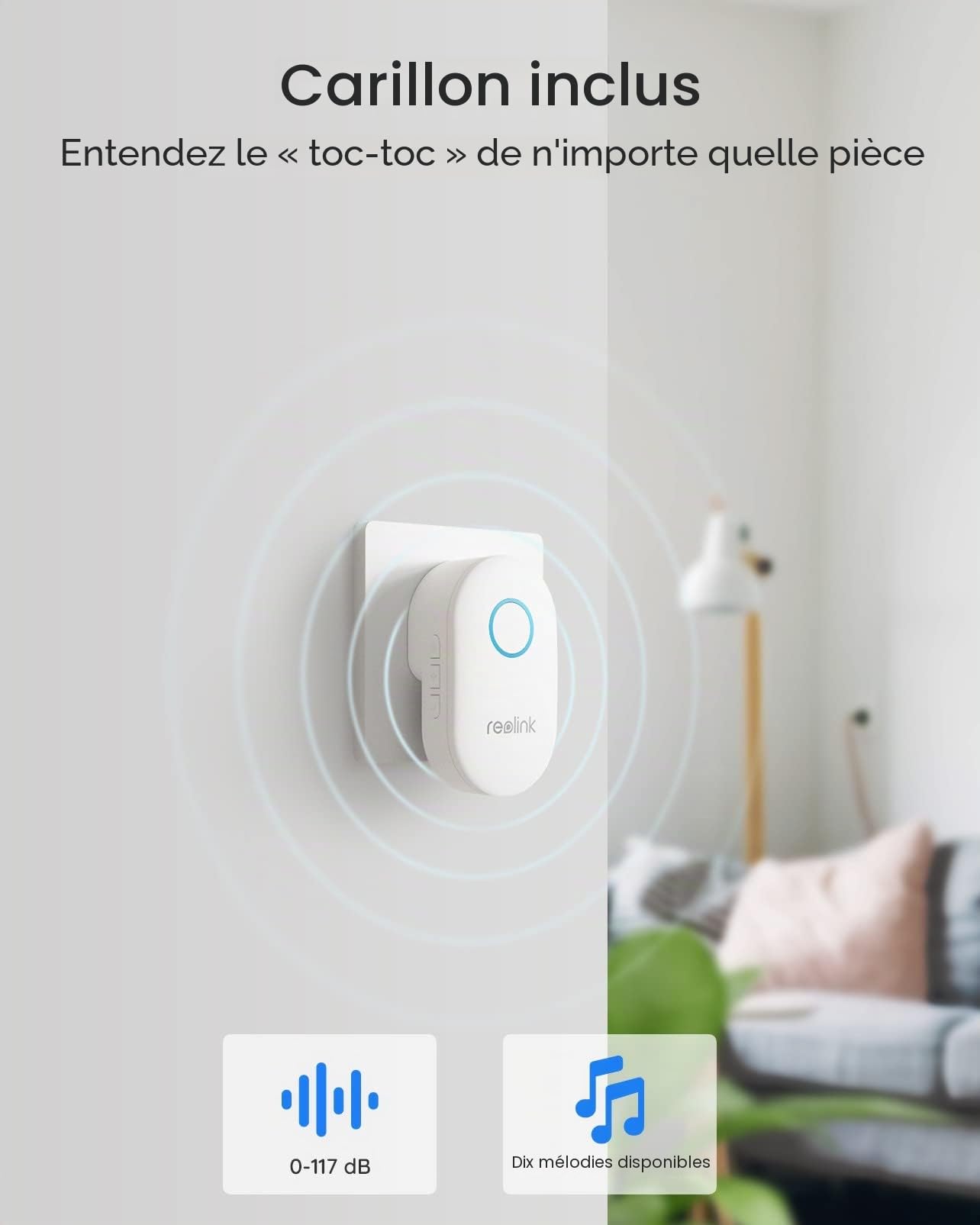 Reolink Sonnette vidéo de sécurité filaire 3K avec kit de carillon, connectivité Wi-Fi 2,4/5 GHz (Reconditionné) | Connectivité Wi-Fi 2,4/5 GHz (Reconditionné)