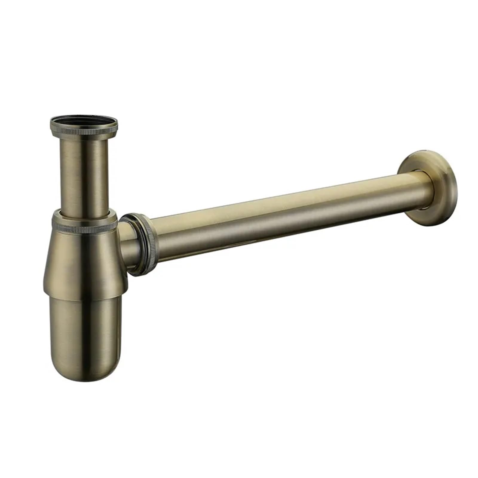 Desague lavabo Trampa for botellas de sifón pared latón macizo estilo antiguo con lavabo, tubo emergente plomería for residuos(Brushed Bronze)