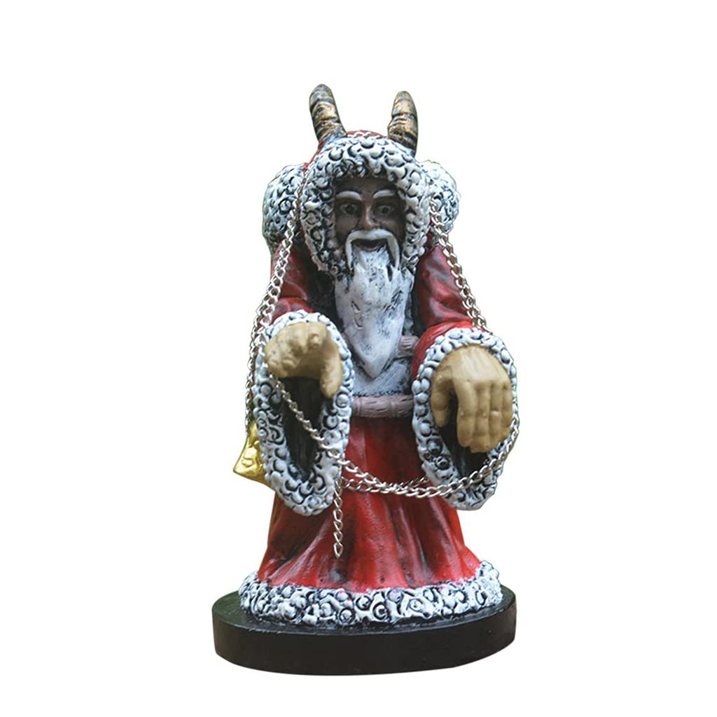FENOHREFE Krampus Resin Statue Gothic Sheep Horn Santa Claus Sculpture Figurines Christmas Garden Desktop Decoration