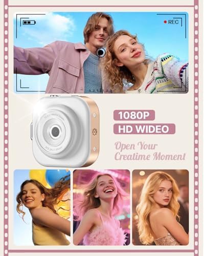 W & O Mini Keychain Digital Camera,1080p Mini Camera Keychain with 32GB Card,Small Cameras for Photography with 750mAh Battery,Pocket-Size Keychain Camera with Chain for Vlog, Party,Travel (Gold) - 5