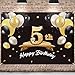 PAKBOOM Happy 5th Birthday Banner Backdrop - 5 Birthday Party Decorations Supplies for Boys - Black Gold 4 x 6ft