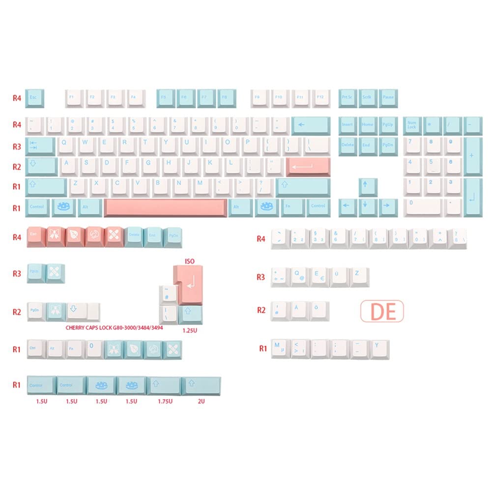 Allemand pour PBT Teinture Subb Capuchon Ensemble de Touches à Cerise pour Qwertz Azerty MX Capuchon de Clé
