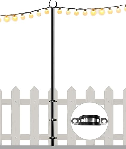 Miniatura 8 de Eazielife Postes de luz de cadena de 10 pies para exteriores, poste de metal resistente para iluminación de jardín, césped, patio, vacaciones, boda,