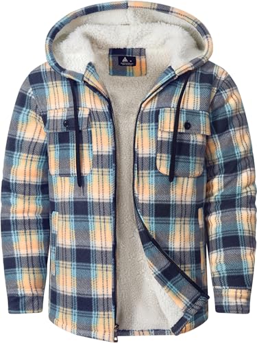Image of GEEK LIGHTING Men's Flannel Shirts Jacket Sherpa Lined Fleece Plaid Hoodie Long Sleeve Winter Warm Coat