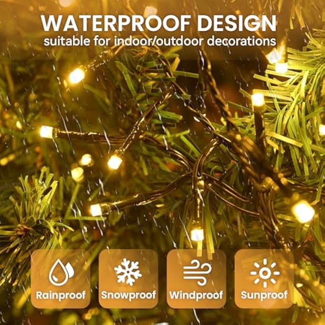 Cluster Lights Christmas 200 Led Fairy Lights 29FT Twinkle Lights with Remote 8 Modes String Lights Timer Plug in Firecracker Fairy Lights for Bedroom Outdoor Valentines Day Decorations,Warm White