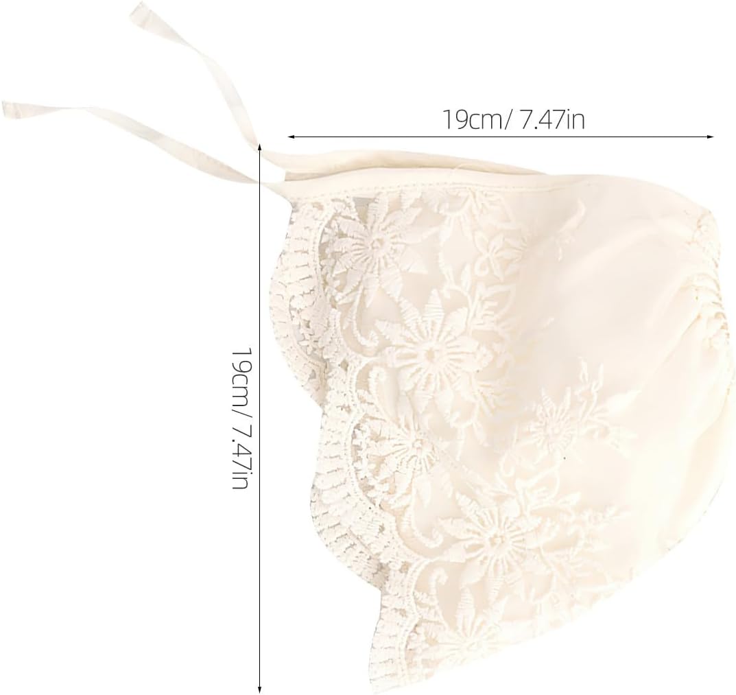 2pcs Girl Lace Bonnet for Baptism, Newborn Summer Hat Beige