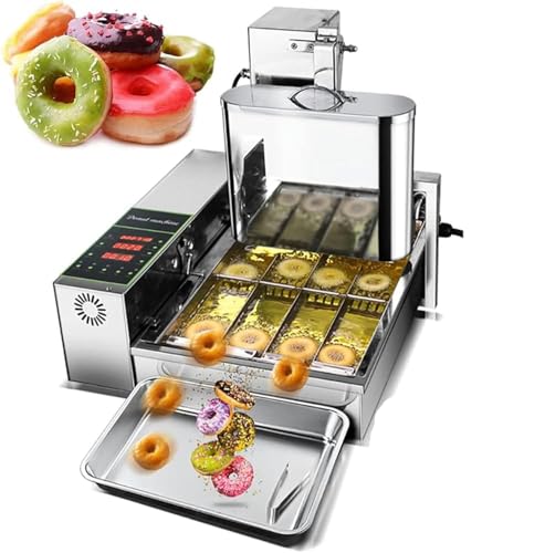 Macchina per ciambelle commerciale a 4 file, friggitrice automatica per snack e ciambelle con tramoggia da 5,5 l, spessore regolabile, pannello di controllo intelligente