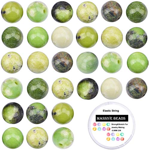 Image of 100Pcs Natural Crystal Beads Stone Gemstone Round Loose Energy Healing Beads with Free Crystal Stretch Cord for Jewelry Making (Australian Chrysoprase, 6MM)