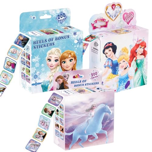 600 Pcs Roll Kids Sticker, 3 Pack in 30 Designs,1-1/2 Inch Self Adhesive Label Cartoon Stickers for Kids Teacher