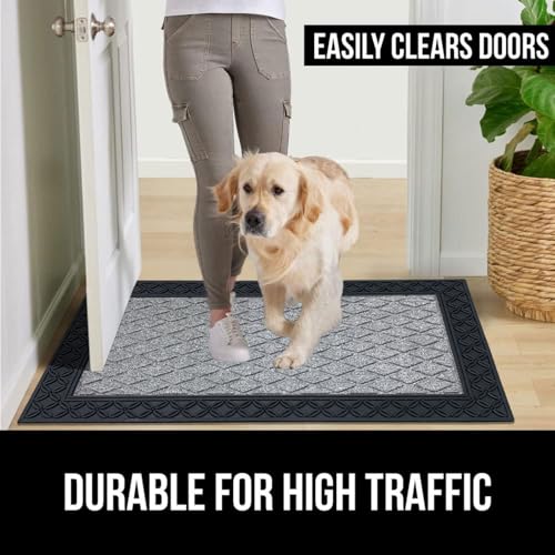 Image of Luxe Home Door Mats for Home mat Solid Grey Rectangular, Waterproof, Low Profile All-Purpose Entrance Rug with Anti-Slip Rubber Backing for Indoor and Outdoor Use (45cm x 75cm, Pc 1)