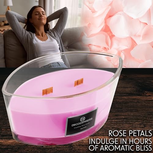 DECO EXPRESS Scented Candles, Double Wick Crackle Candles, Long 50 Hours Burn Time, Calming & Cosy Home Decor, Birthday - Image 3
