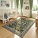 Living Room Rug 5x7 Rug Machine Washable Area Rug Floral Non-Slip Low Pile Large Rugs for Living Room, Bedroom, Farmhouse, Dining Room, Kids Playroom (Emerald Green)