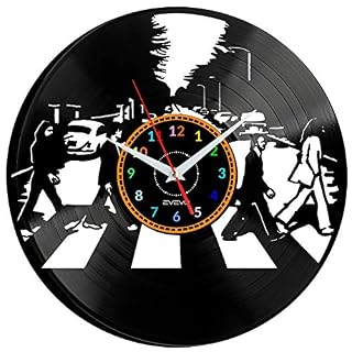 EVEVO Horloge murale en vinyle The Beatles de Liverpool Rock Band – Horloge murale vintage faite à la main - Les Beatles, Paul McCartney, John Lennon, RIngo Starr, George Harrison