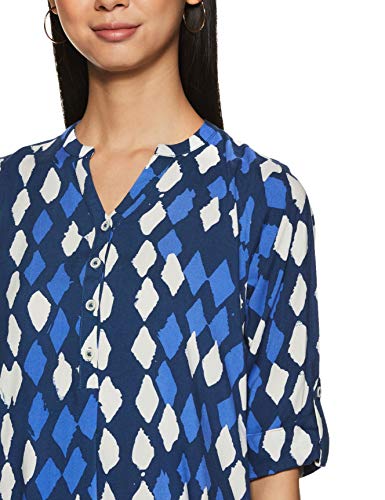Image of global desi Womens Mandarin Neck Printed Tunic