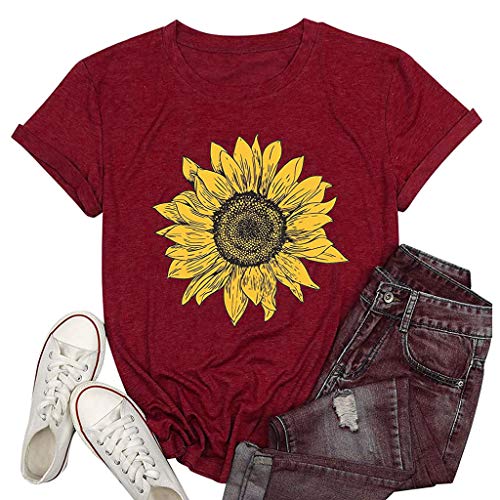 Women's Short Sleeves O-Neck Floral Print Casual Tops Pullover Summer Breathable Blouse Comfy Thin T-Shirt - Image 3