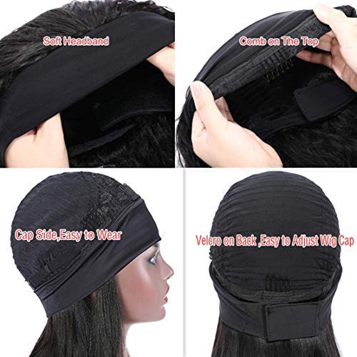 Image of Celiarita Headband Wig Human Hair Straight 26 inch Glueless None Lace Front Machine Made Half Wigs for Black Women Human Hair Headband Wig Straight 150% Density Natural Color