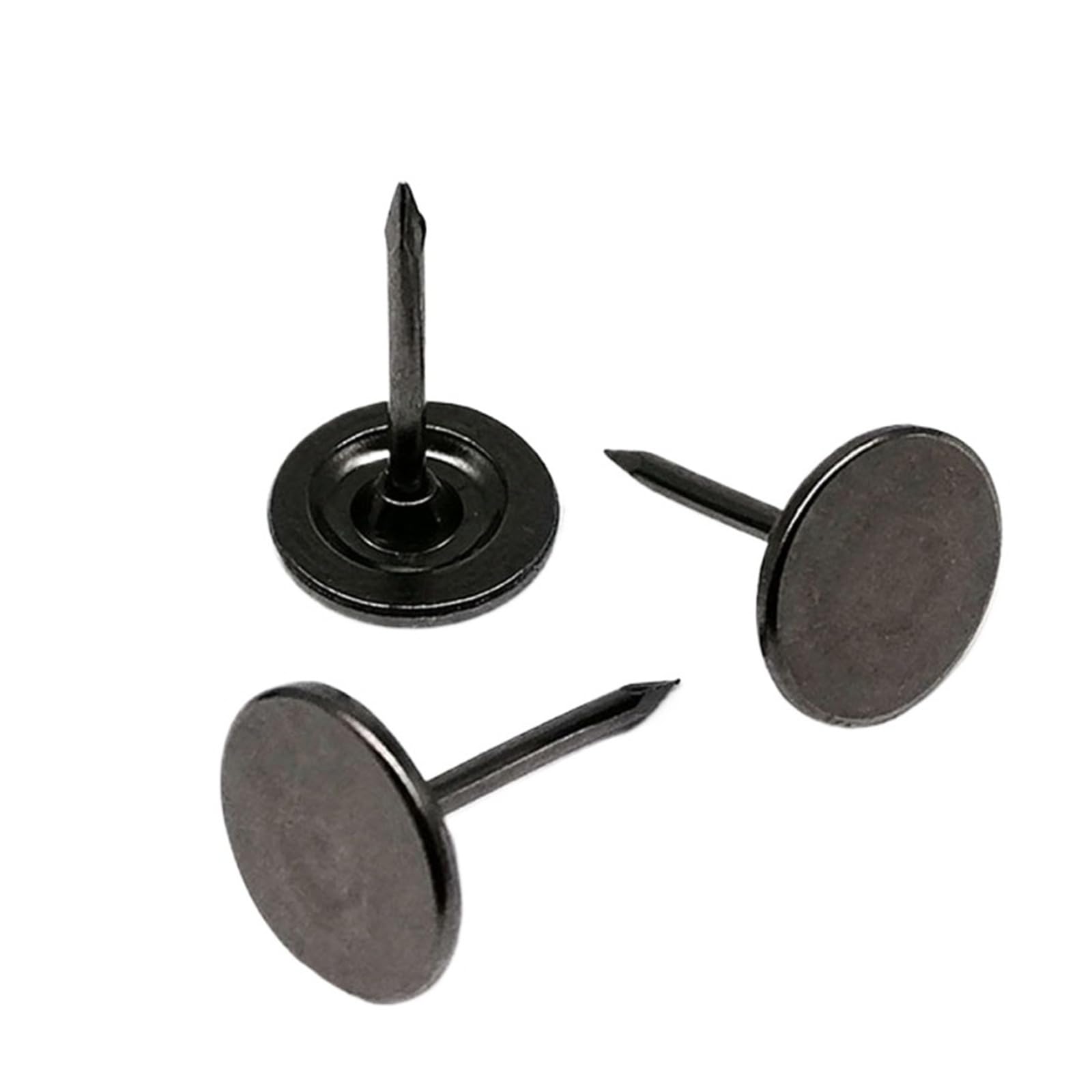 Flat Head Push Pins 50pcs Flat Head Decorative Tack Stud Pushpin Upholstery Nail For Wall Door Sofa Furniture Dia 11mm(Black)