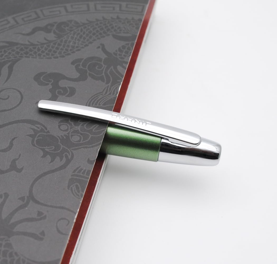 JINHAO 10 Press Fountain Pen Retractable Metal Pen with Ink Converter (Extra Fine Nib, Pine Green) - Image 3