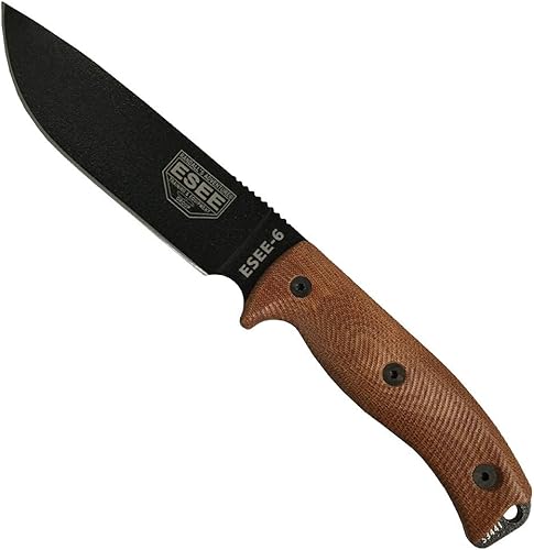 Miniatura 2 de ESEE-6 - Cuchillo de hoja fija, mango contorneado 3D, acero al carbono 1095, funda de polímero ambidiestro, fabricado en Estados Unidos, talla única