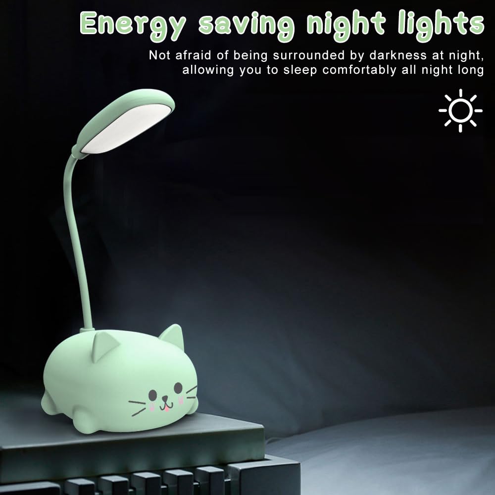 Lampada Da Scrivania A LED A Forma Di Gatto - Ricaricabile USB, Collo Regolabile, Con Supporto Per Cellulare, Regalo Per Bambini - 8