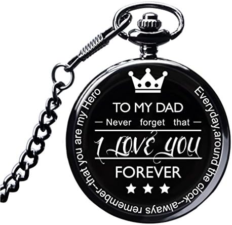 Grandpa Gifts Birthday Christmas, Pocket Watch to My Grandpa with Chain,Best Grandpa Gifts from a Grandson/Grandchild/Granddaughter (Black Watch to dad)