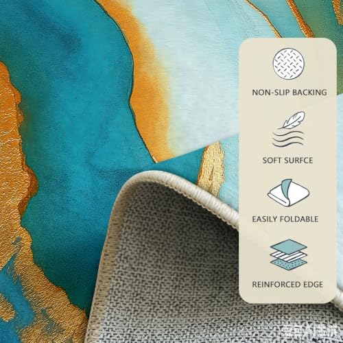 Tapis rond marbre fluide de 80 cm multicolore et lavable