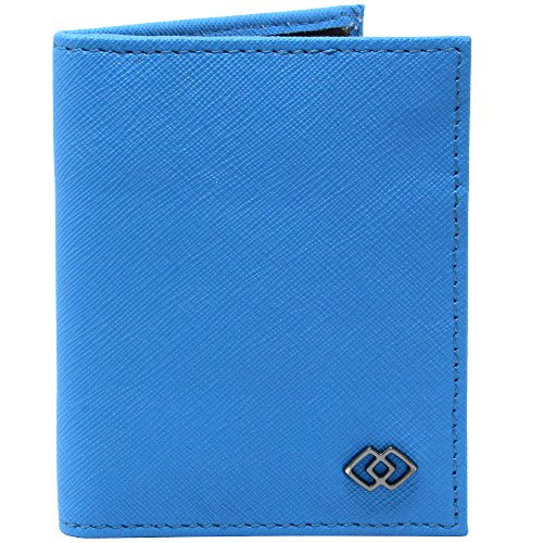 Alpine Swiss Mens RFID Wallet Slim Minimalist Card Case Genuine Leather Front Pocket Wallet for Business or Credit Cards Crosshatch Aqua