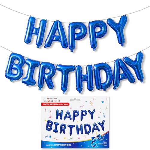 Bannière de ballons bleue Happy Birthday Mylar pour anniversaire enfant