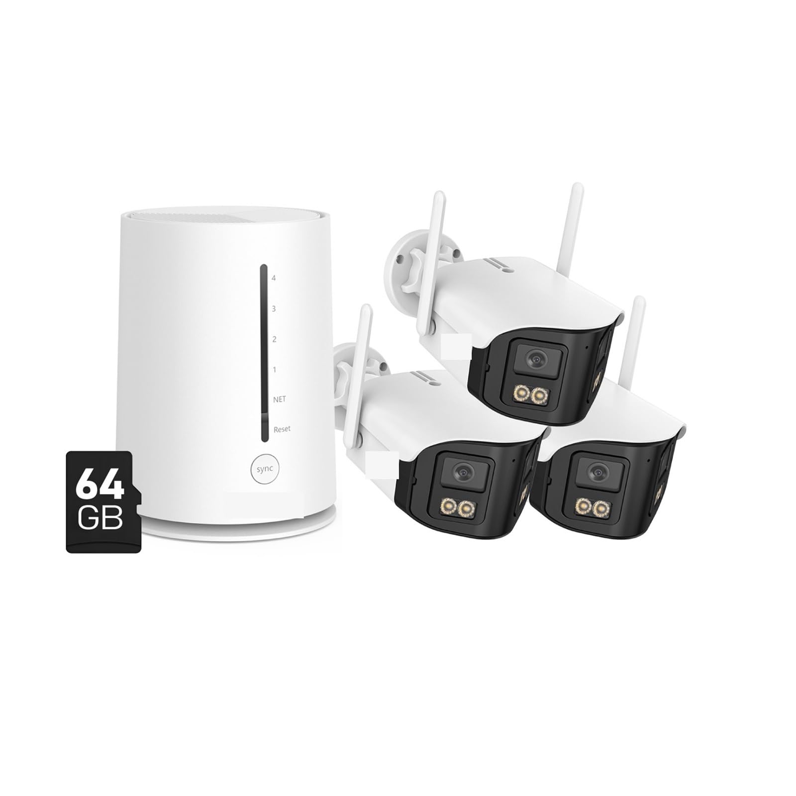 Caméra de sécurité WiFi 4MP 4CH sans Fil NVR 1/2/3/4 pièces caméra(4CH 3Pcs Cameras)