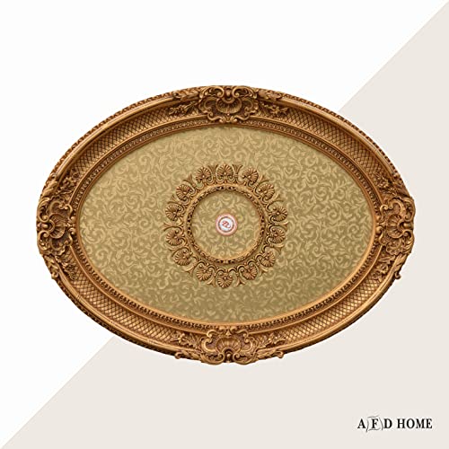 Image of Oval Golden Rocaille Gold Chandelier Ceiling Medallion or Fan Medallion, 43 Inches