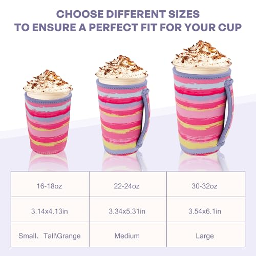 Image of 3Pk Reusable Coffee Sleeves, Neoprene, Fits 16-32oz Hot /Cold Drink