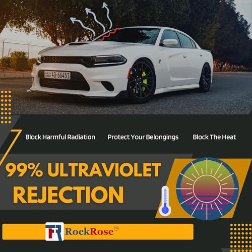 Image of RockRose 5% Nano Ceramic Car Window Tint 20 in x 25FT 2PLY Privacy Film Heat Block, 99% UVR, and 85% IRR Block for Auto or Home Strong Adhesive, Easy Shrink, Plotter Friendly - Charcoal