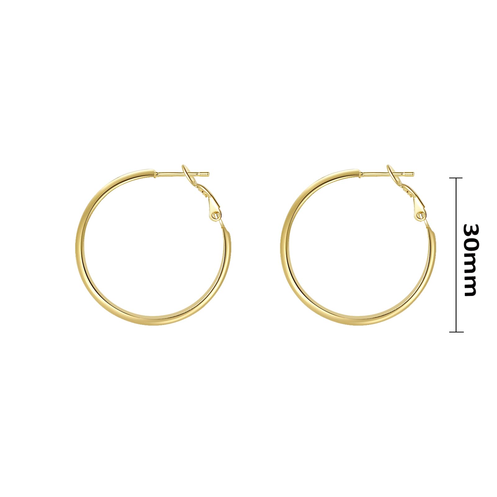 Pendientes de aro chapados en oro de 9 quilates para mujer, aretes redondos de aro Yulovee.