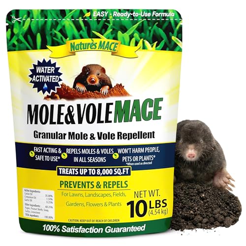 Nature's MACE Mole & Vole MACE – Yard & Garden Granules, Castor Oil Formula, Outdoor Use, Plant & Pet Safe, 160 Fl Oz (Pack of 1)