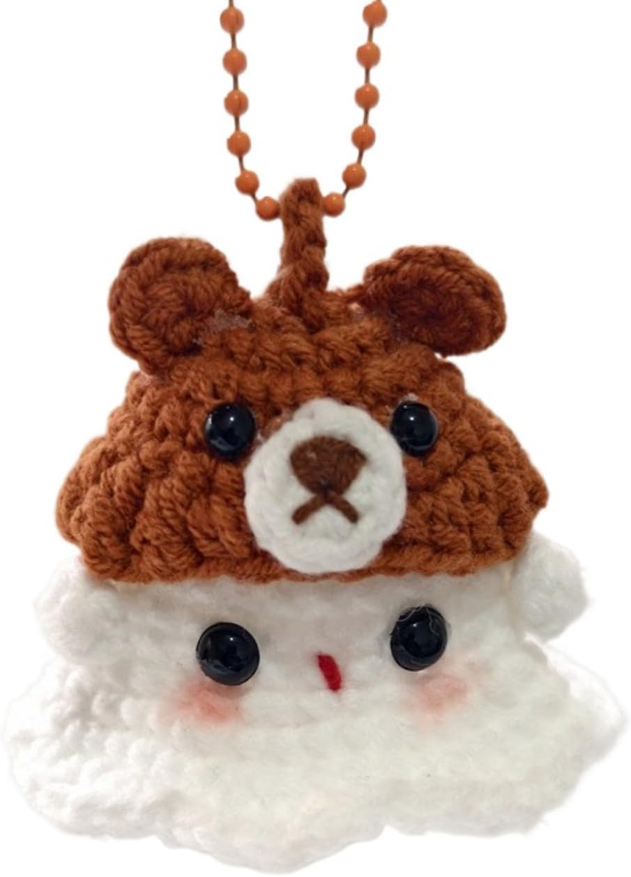 Funny Crochet Elk Deer Hat Ghost Doll Pendant Home Room Decoration Cute Handmade Knitted Xmas Tree (23Deer,Mini)