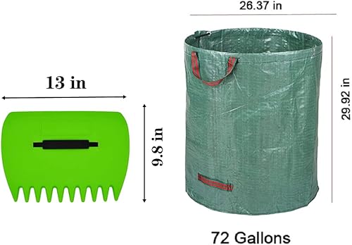 Miniatura 2 de CFH-ALLEZ - 1 par de garras de césped con hojas recogidas + 1 paquete de 72 galones reutilizable verde claro bolsa de jardín