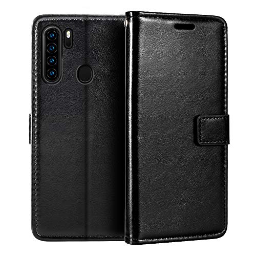 Shantime Lederhülle Kompatibel mit Blackview A80 Pro, Business Design Magnetische Klapphülle, 3 Kartenfächer, Foto & Geheimfach(Schwarz)