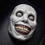 Halloween Costumes Mask,Scary Mask,Halloween Smiling Demon Masks,Creepy Mask Cosplay Props,Grey Halloween Masks Scary Latex Mask, Horror Mask for Adults Halloween Costume Party Props, White