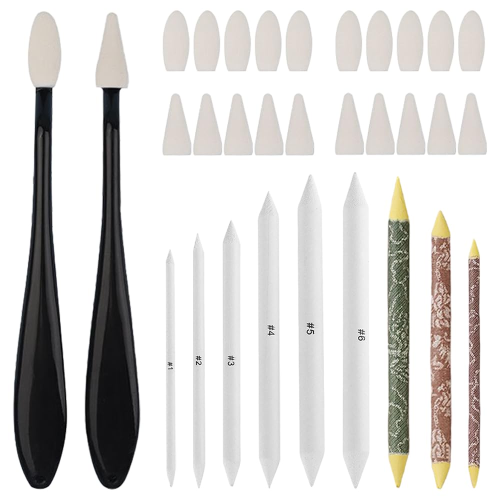 Kit De 9 Estompes à Dessin - Estompeurs Double Extrémité, Papier De Verre, Pour Artistes Et Débutants