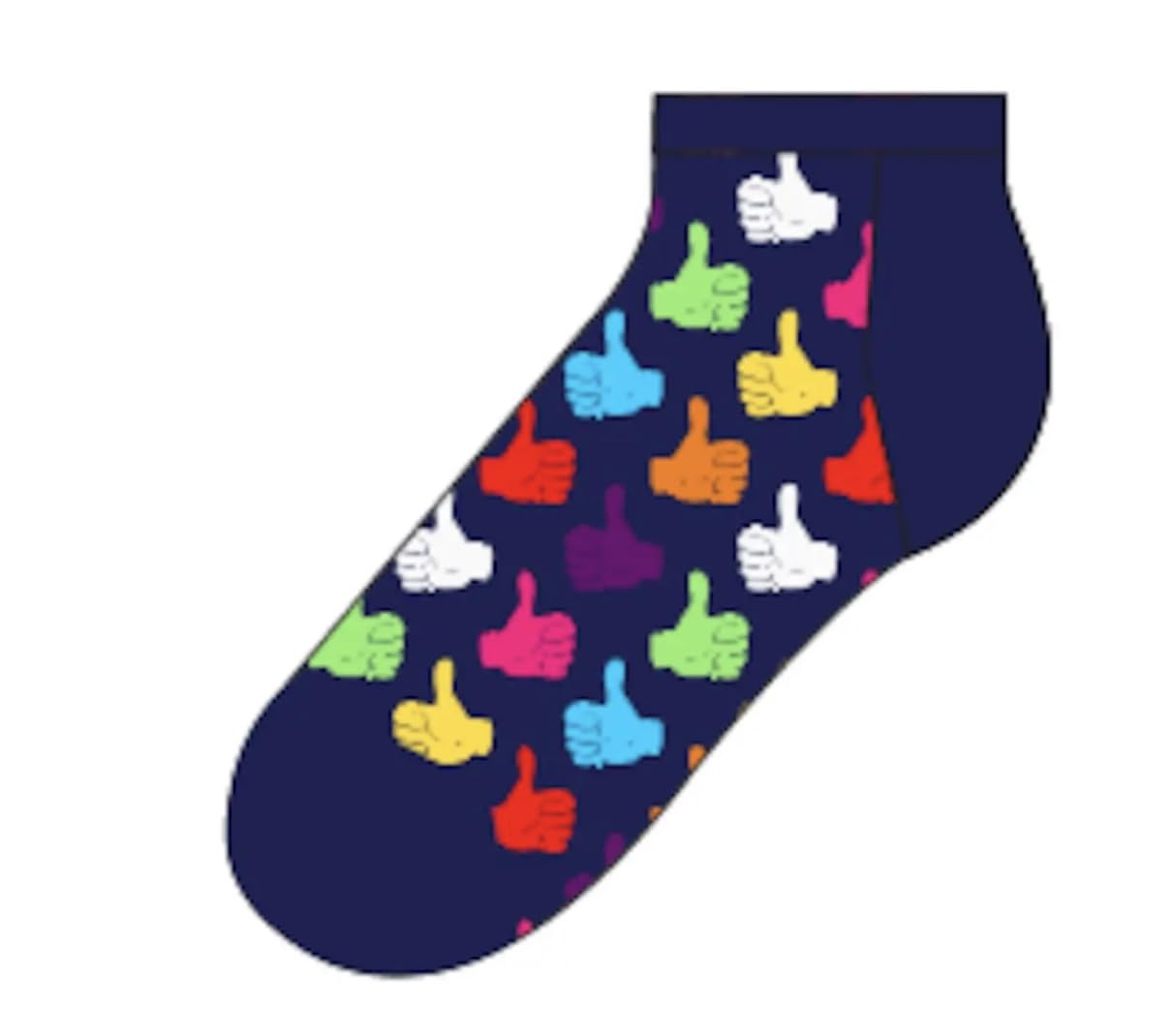 Happy Socks Unisex Blue Thumbs Up Low Sock Trainer Socks 41-46, 41-46 Size 7-11