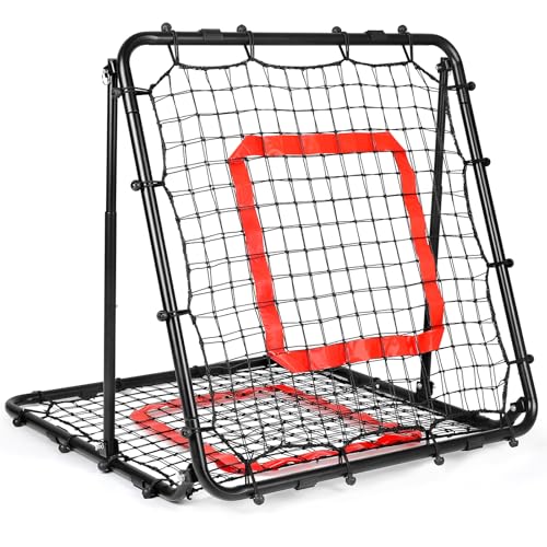 Red de Rebote Fútbol Plegable, 85 * 85cm Red de Béisbol, Malla de PE de Doble Capa, Ángulo Ajustable, Ideal para Actividades Familiares al Aire Libre y práctica de Deportes Niños Adulto
