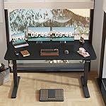 Furmax Electric Height Adjustable Standing Desk Large 55 x 24 Inches Sit Stand Up Desk Home Office Computer Desk Memory Preset with T-Shaped Metal Bracket, Black - Image 4